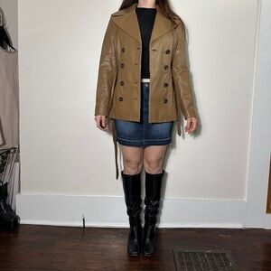 ETCETERA 100% Leather Double Breasted Button Up Jacket Size 6